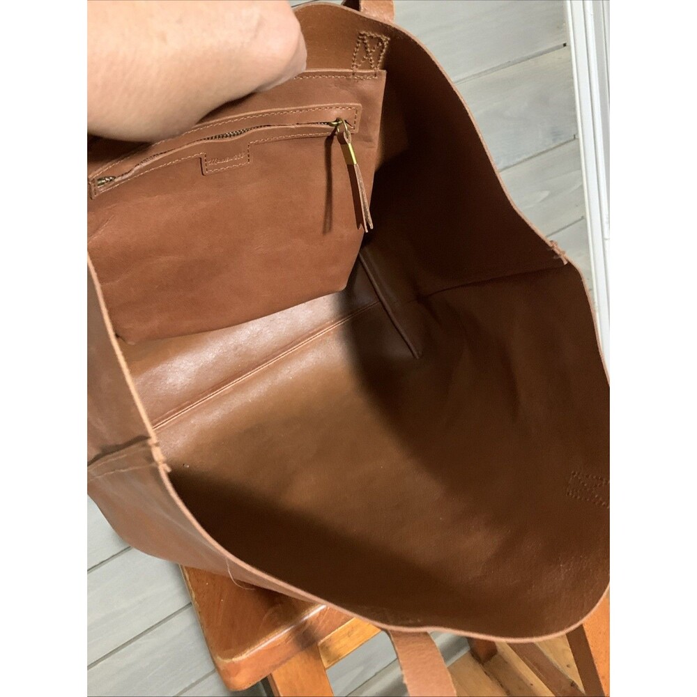 Madewell Transport Tote Brown English Saddle Leather Bag Purse - Picture 6 of 9